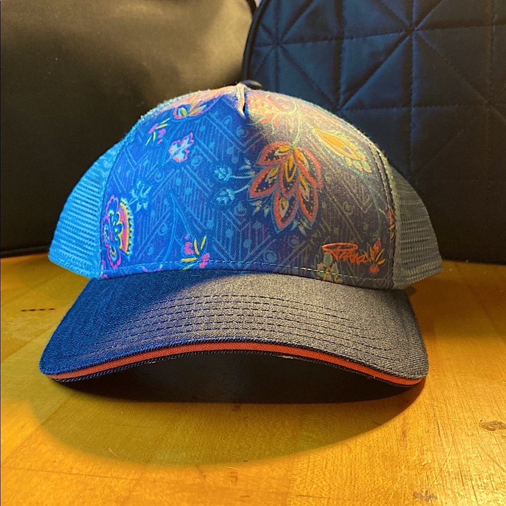 COPY - Women’s SnapBack Prana trucker hat.. Paisley design w/ denim,blues & pin…